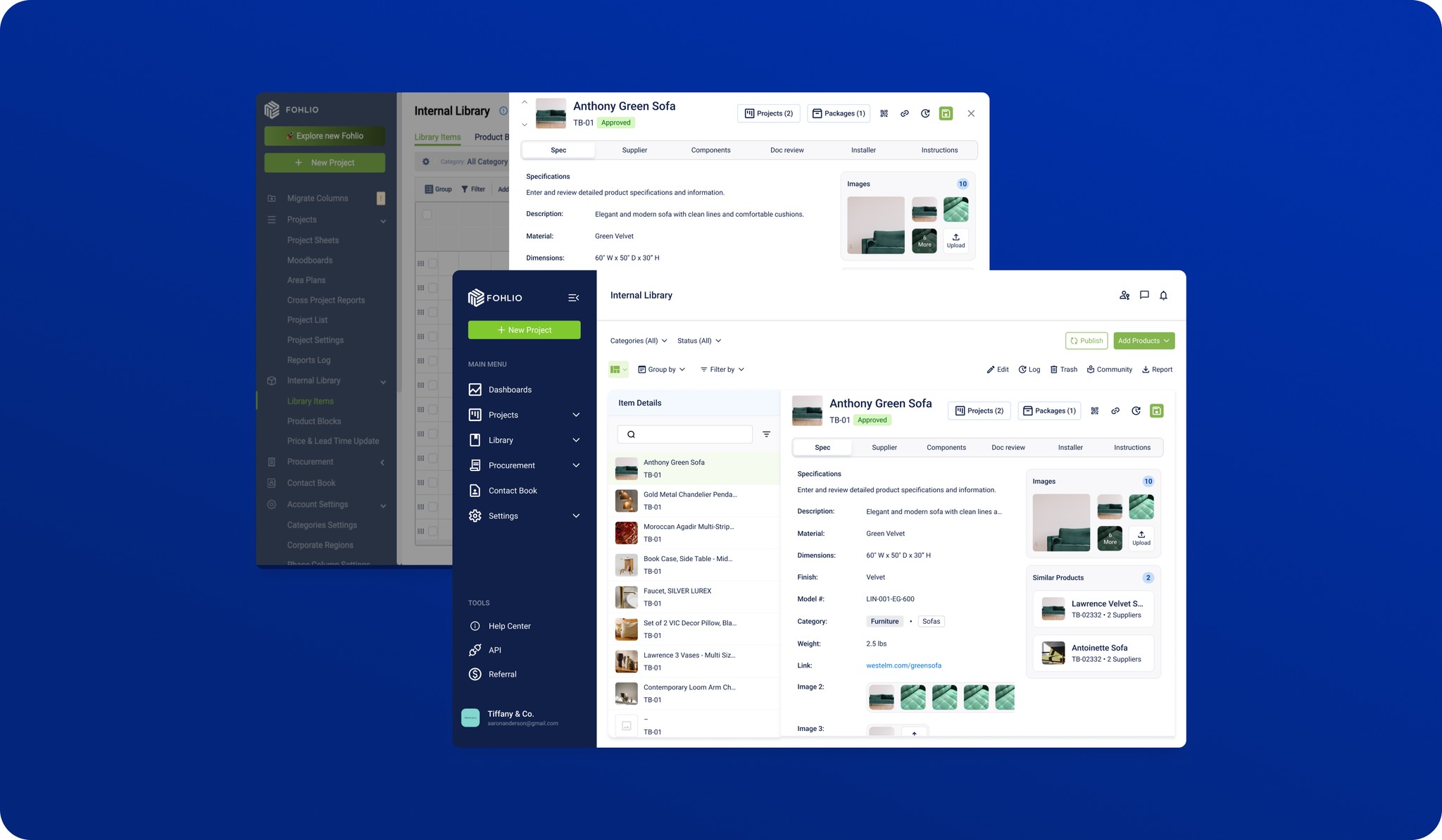 Bring the details closer. Fohlio interface detail