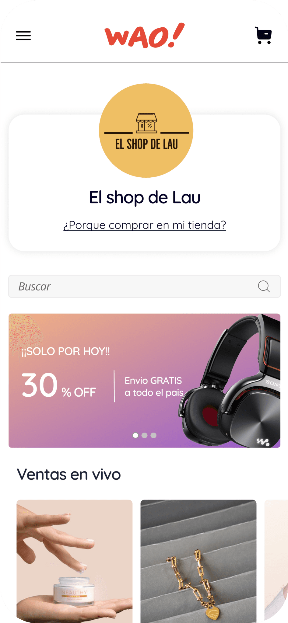 WAO SHOP product interface 2