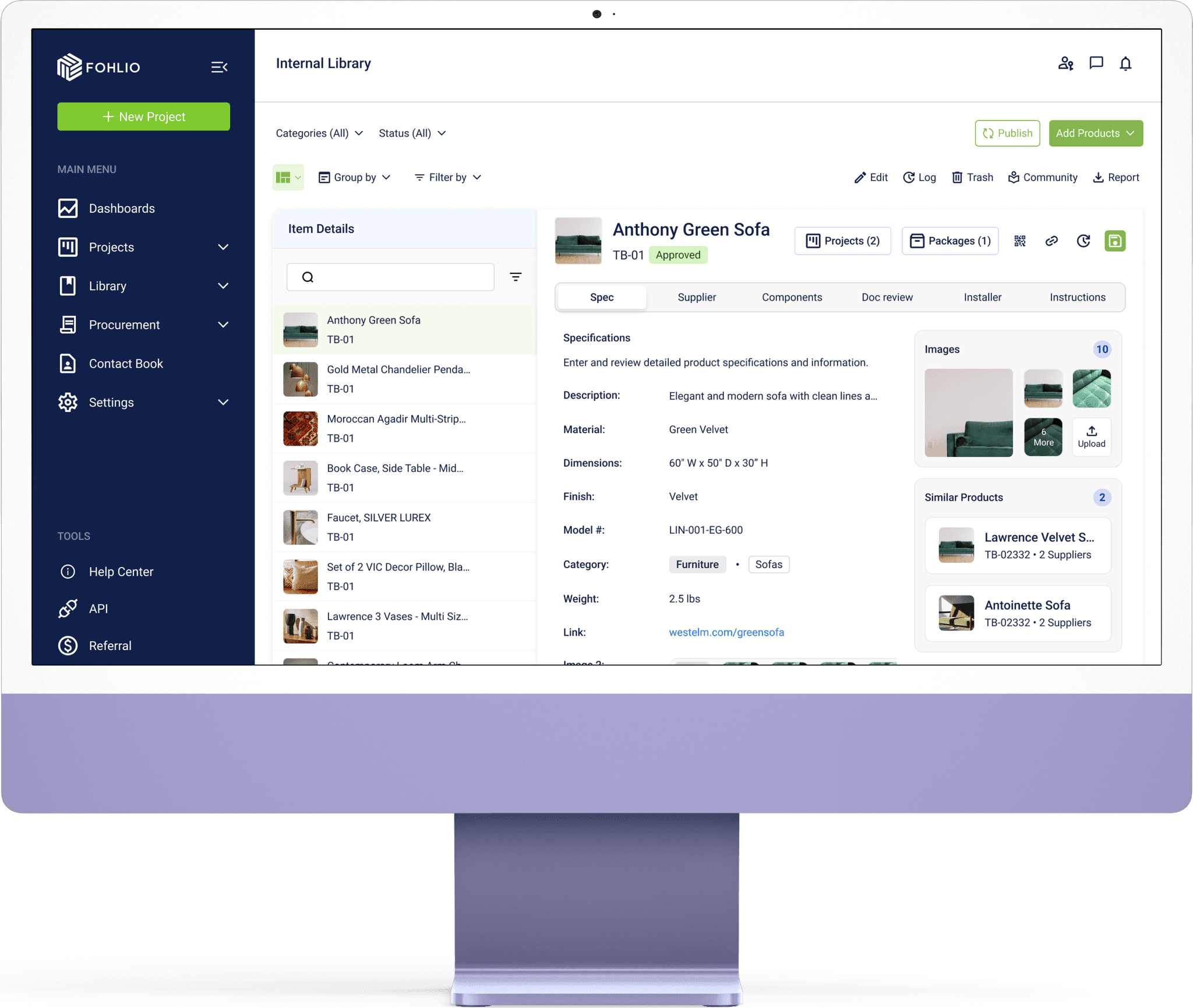 Fohlio product interface